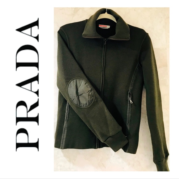 Prada Tops - PRADA Full-Zip Knit Sweater Sz S Olive Green